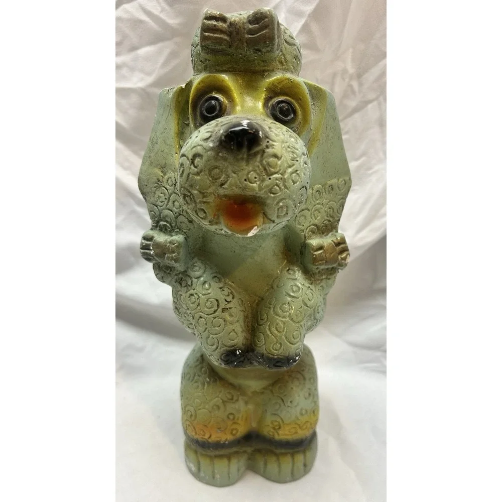 VTG  Chalkware Poodle Dog Coin Bank 1950s Carnival Prize 12